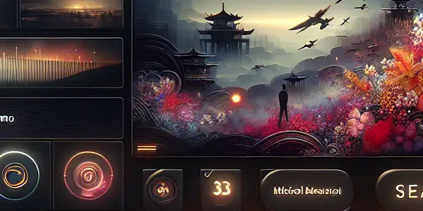 A modern media player interface for exploring Asian adult films in a cozy, intimate setting.