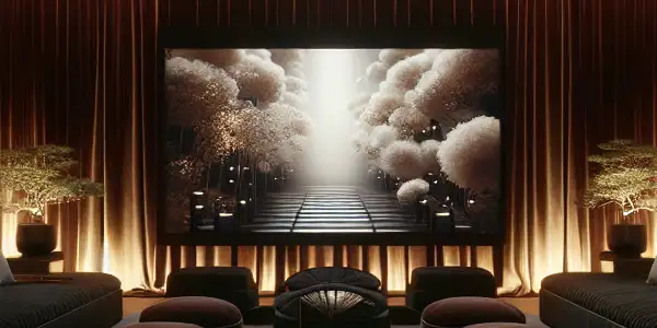 A luxurious private viewing room with plush seating, ambient lighting, and Japanese-inspired decor for adult entertainment.